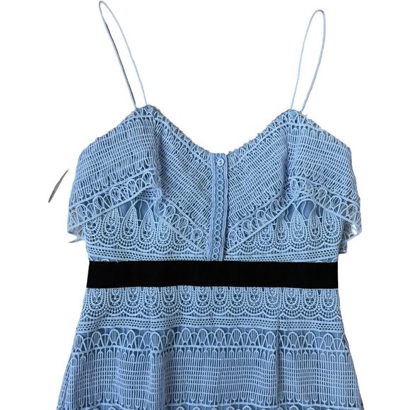 $675 Self-Portrait Blue Teardrop Guipure Lace Maxi Dress - US 8 / UK 12 - Picture 7 of 11